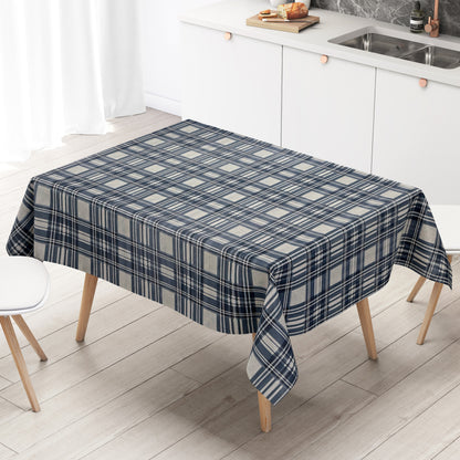 Wachstuch Tischdecke kariert blau