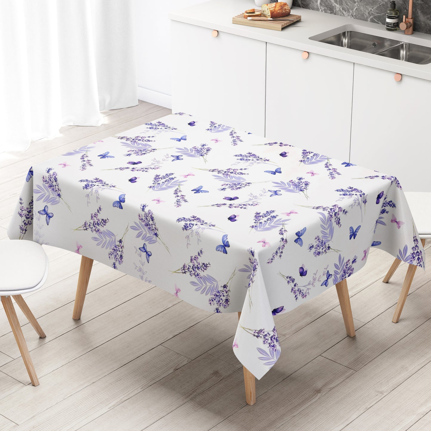 Wachstuch Tischdecke Lavendel Schmetterlinge