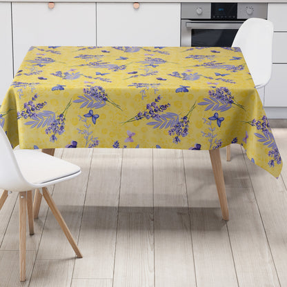 Wachstuch Tischdecke gelb Lavendel