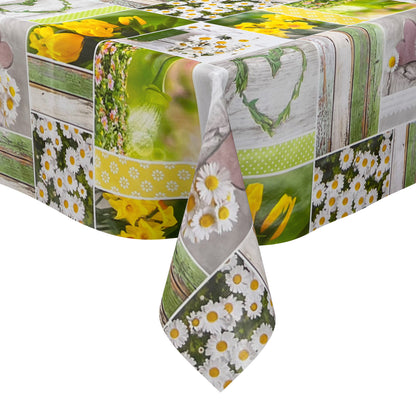 Oilcloth tablecloth B6004-01 daffodils tulips spring square round oval
