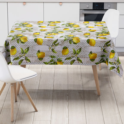 Wachstuch Tischdecke Zitrone Holz