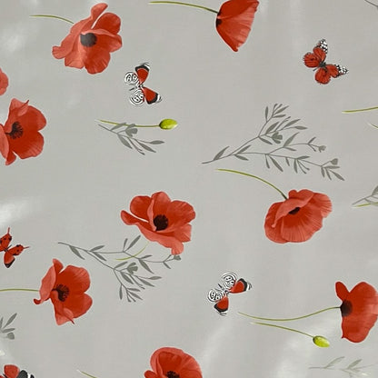 Wachstuch Tischdecke grau Mohn