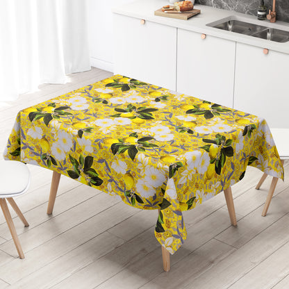 Wachstuch Tischdecke Zitronen gelb
