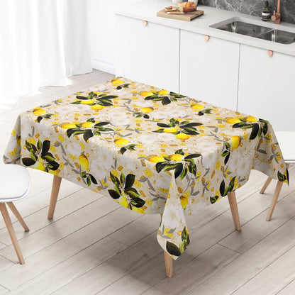 Wachstuch Tischdecke Zitronen beige