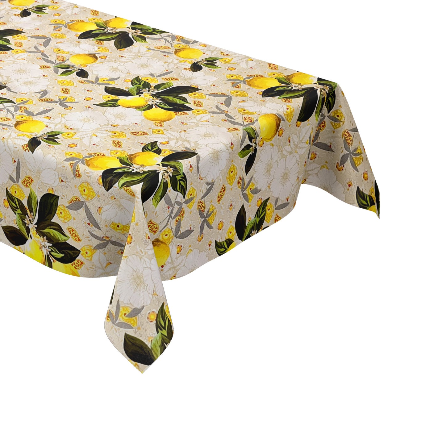 Wachstuch Tischdecke Zitronen beige