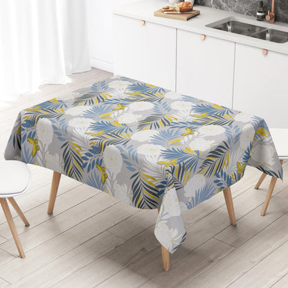 Wachstuch Tischdecke grau blau gold Dschungel