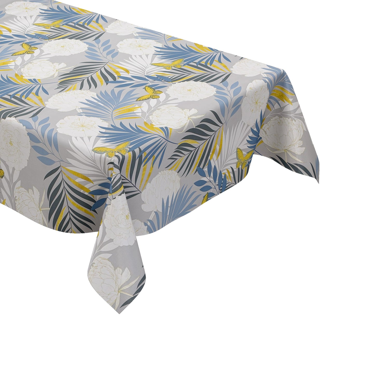 Wachstuch Tischdecke grau blau gold Dschungel