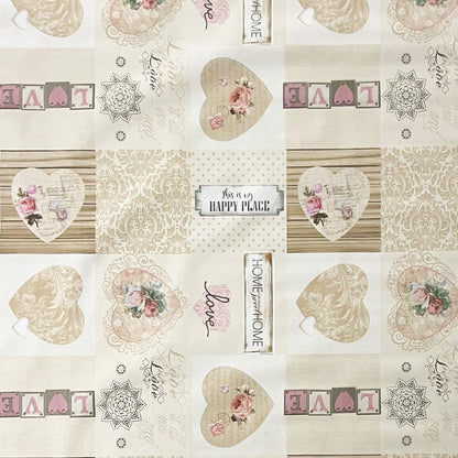 Wachstuch Tischdecke beige Herzen