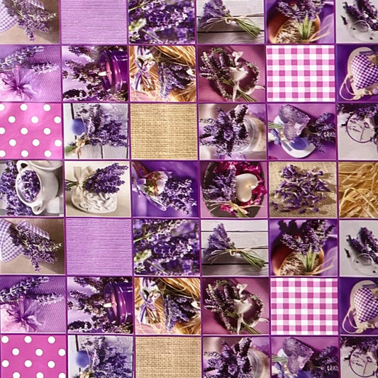 Wachstuch Rolle SONDERPOSTEN Lavendel Patchwork B9014-01 Rollenware