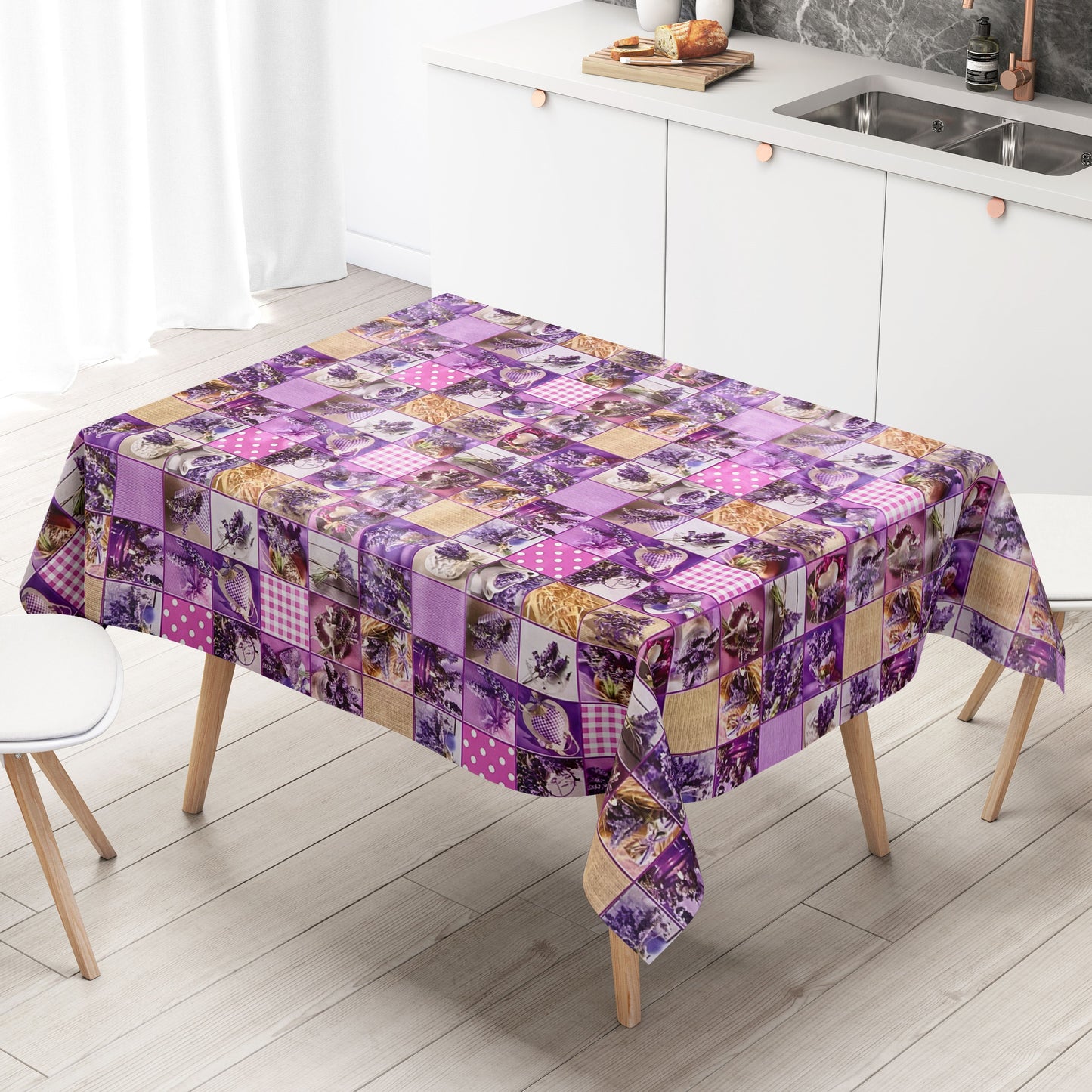 Wachstuch Rolle SONDERPOSTEN Lavendel Patchwork B9014-01 Rollenware
