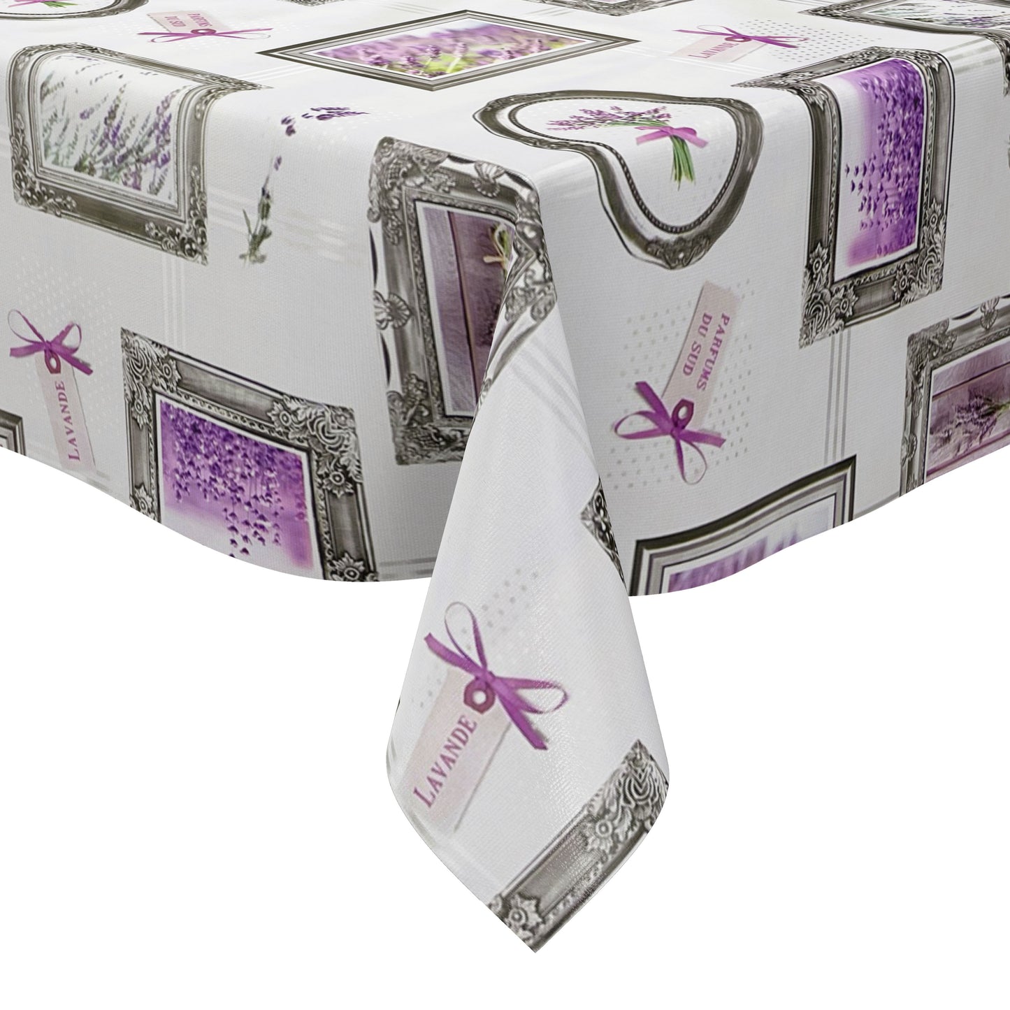 Oilcloth tablecloth 160 cm wide oversize B9047-01 lavender pictures square round oval