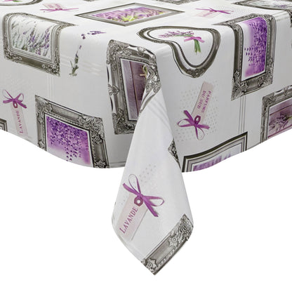 Oilcloth tablecloth 160 cm wide oversize B9047-01 lavender pictures square round oval