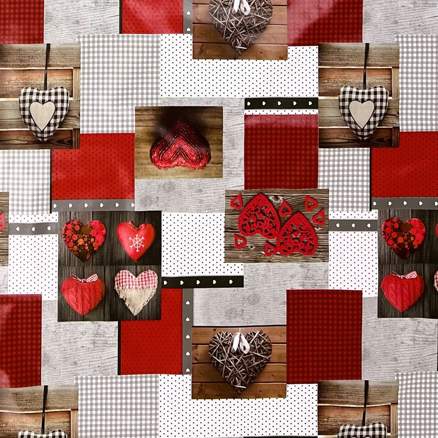 Rouleau de toile cirée ARTICLE SPÉCIAL Hearts Love Patchwork B9061-01 Rouleau de marchandises