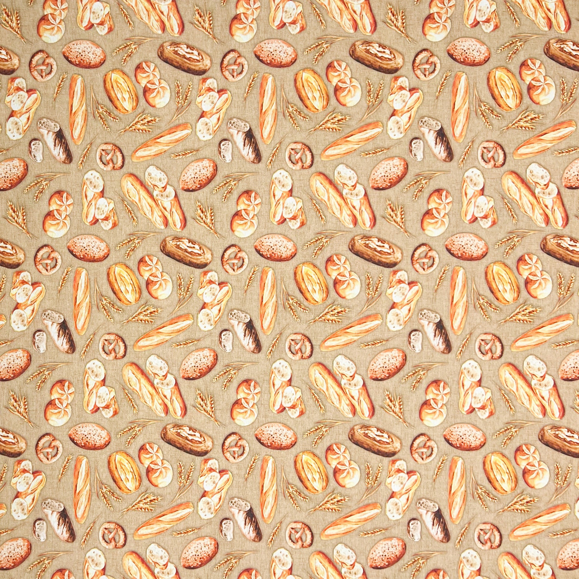 textile Tischdecke Brötchen Brot Körner