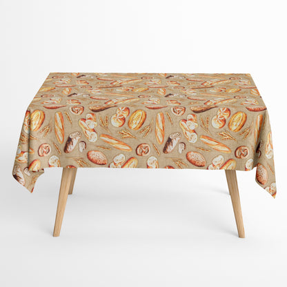 textile Tischdecke Brötchen Brot Körner