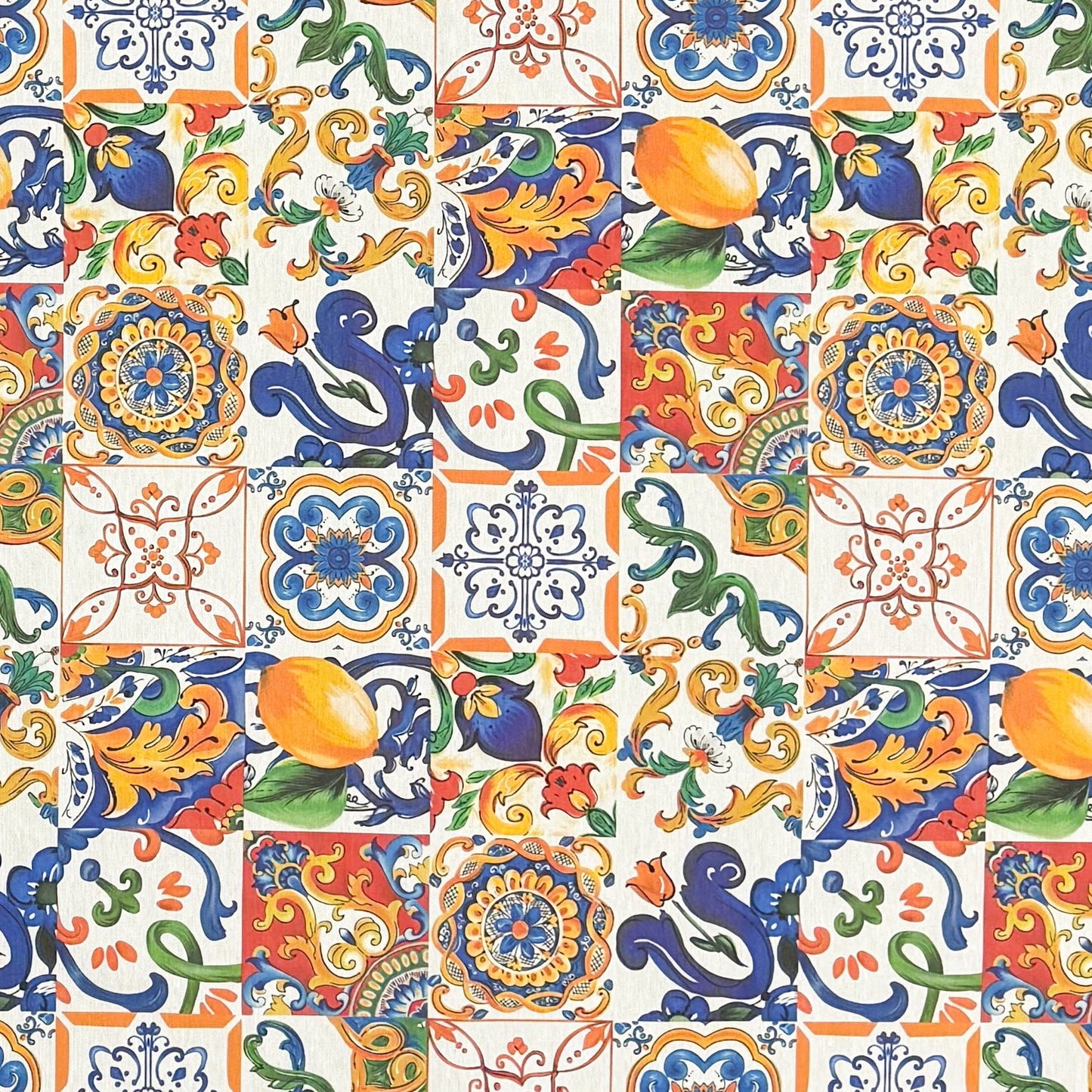 beschichtete Baumwoll Tischdecke Mosaik Zitronen