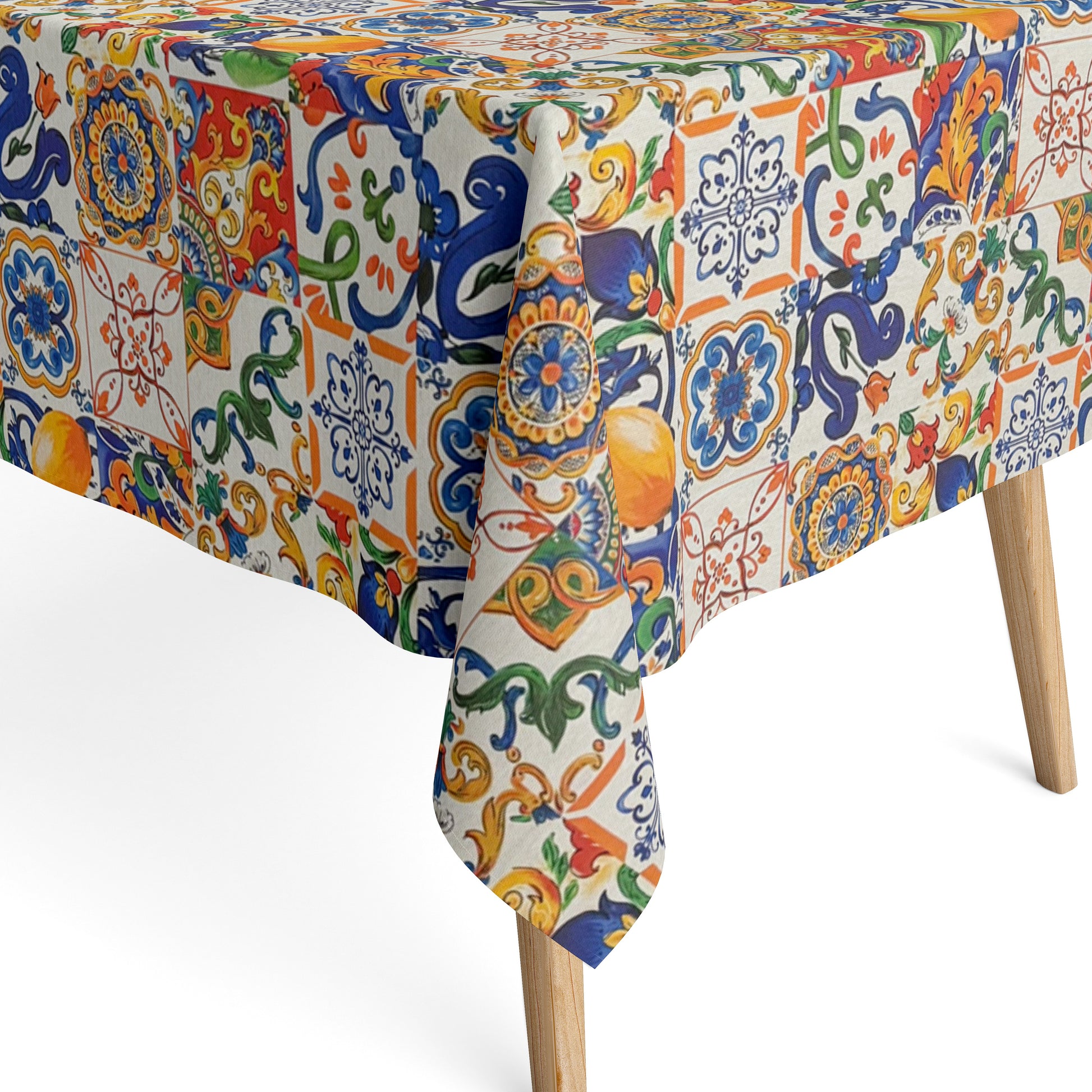 beschichtete Baumwoll Tischdecke Mosaik Zitronen