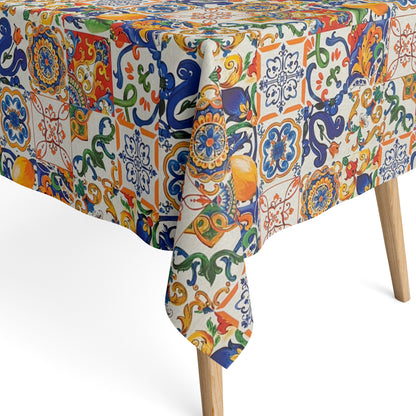 beschichtete Baumwoll Tischdecke Mosaik Zitronen