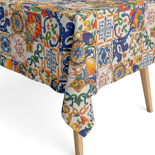 beschichtete Baumwoll Tischdecke Mosaik Zitronen
