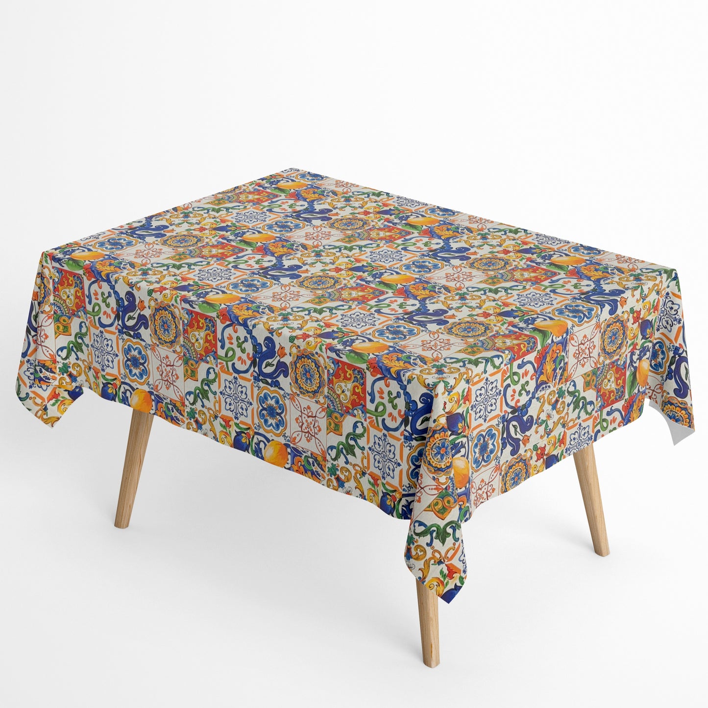 beschichtete Baumwoll Tischdecke Mosaik Zitronen