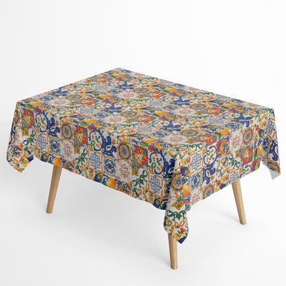 beschichtete Baumwoll Tischdecke Mosaik Zitronen