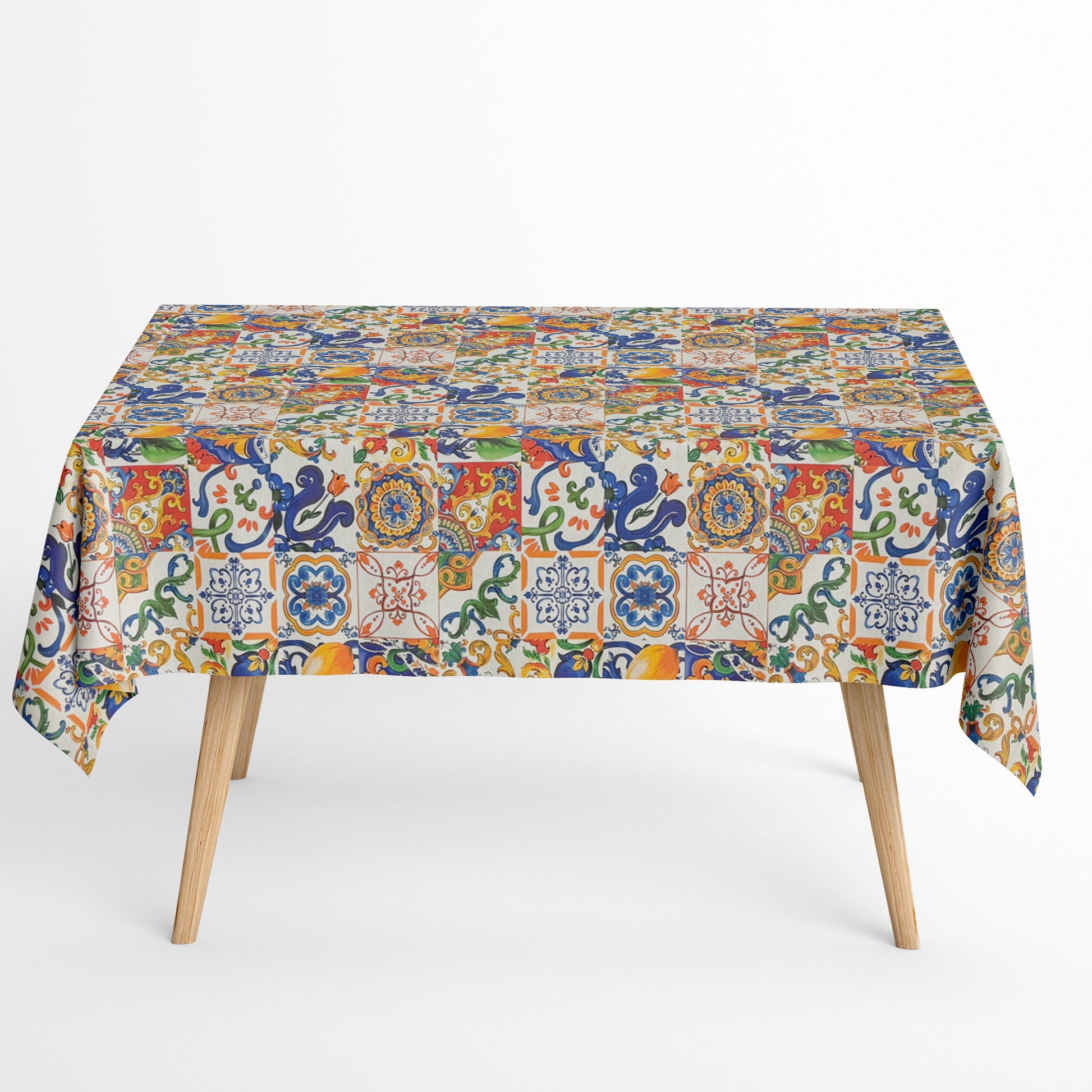 beschichtete Baumwoll Tischdecke Mosaik Zitronen