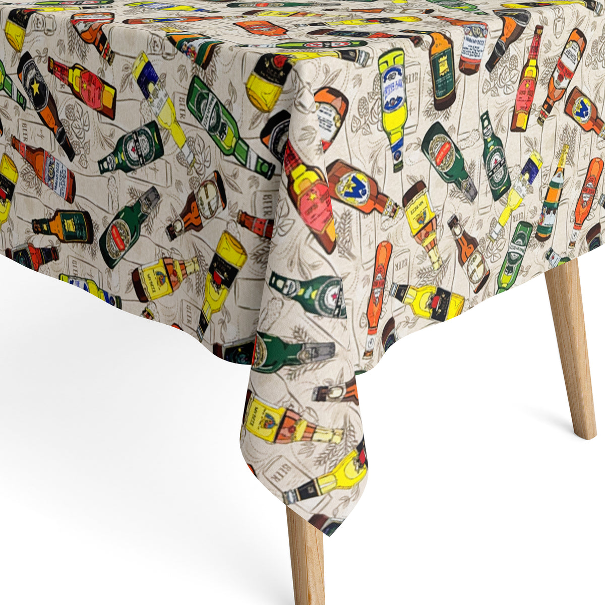 Jacquard Tischdecke aus beschichteter Baumwoll Bierflaschen