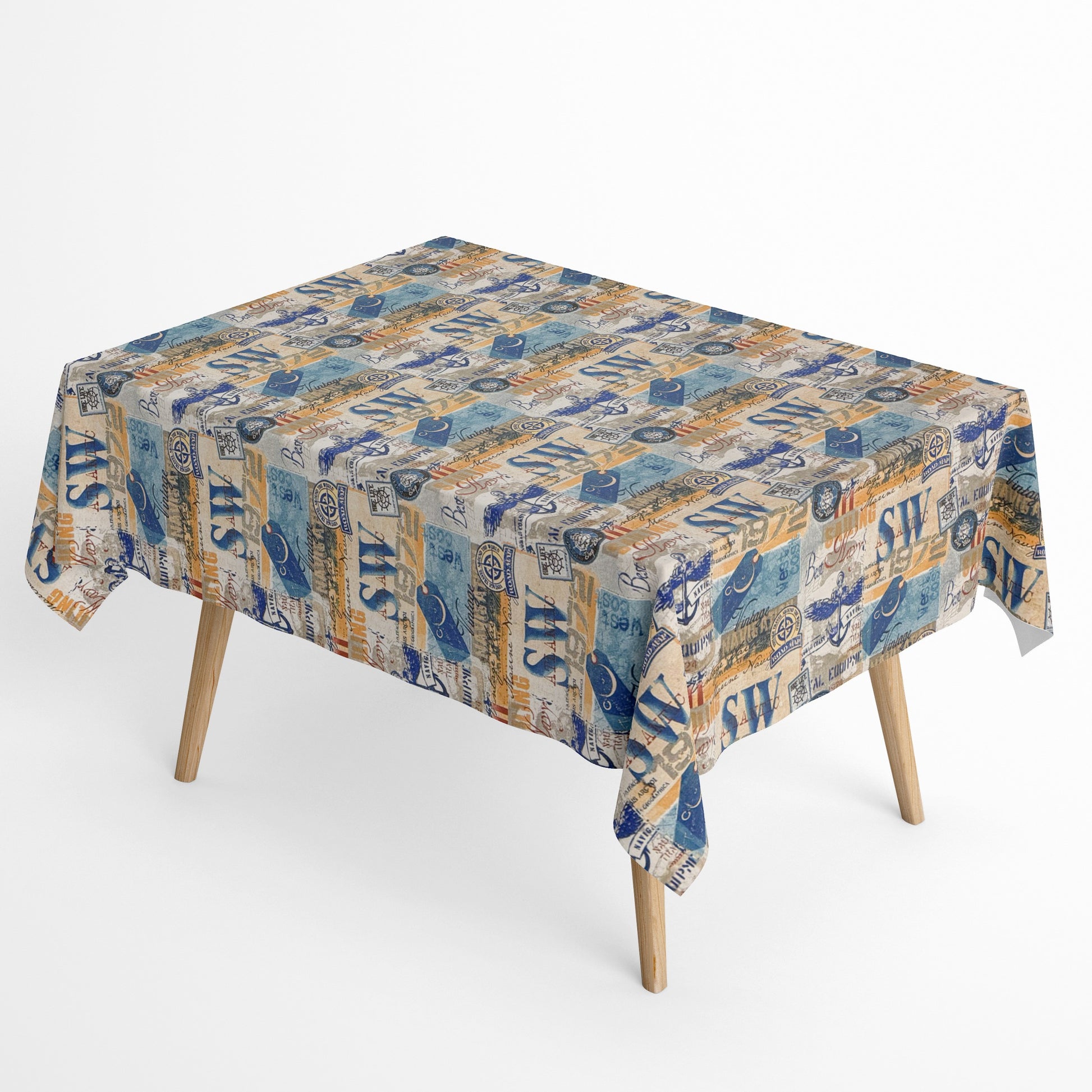 Baumwoll Tischdecke maritim Vintage