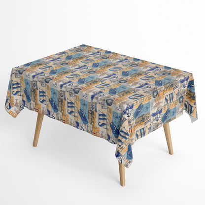 Baumwoll Tischdecke maritim Vintage