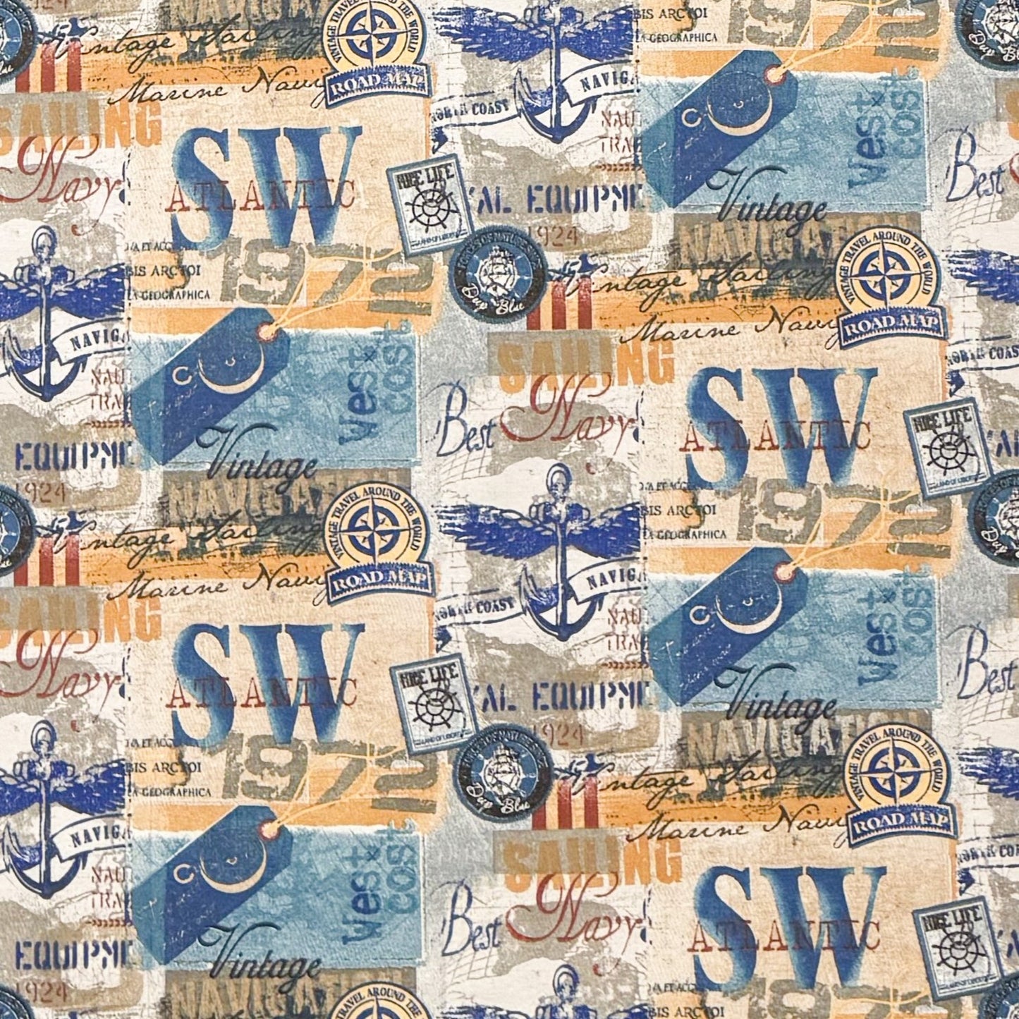 Baumwoll Tischdecke maritim Vintage