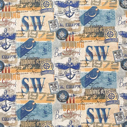 Baumwoll Tischdecke maritim Vintage