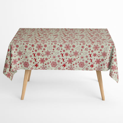 Nappe en coton Noël Avent BERINN C-198 beige flocons de neige carré rond ovale