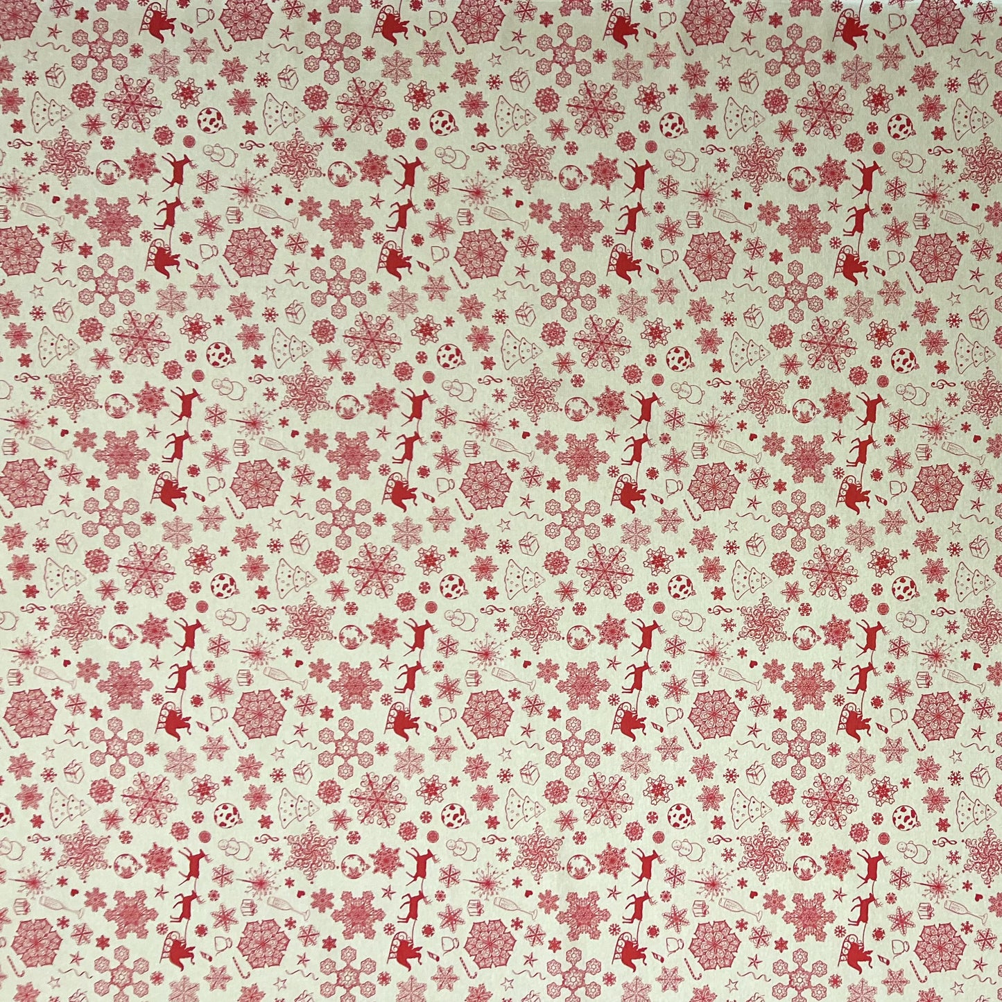Nappe en coton Noël Avent BERINN C-198 beige flocons de neige carré rond ovale