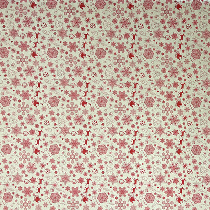 Nappe en coton Noël Avent BERINN C-198 beige flocons de neige carré rond ovale