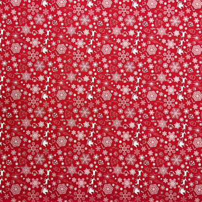 Nappe en coton Noël Avent BERINN C-402 flocons de neige rouges carrée ronde ovale