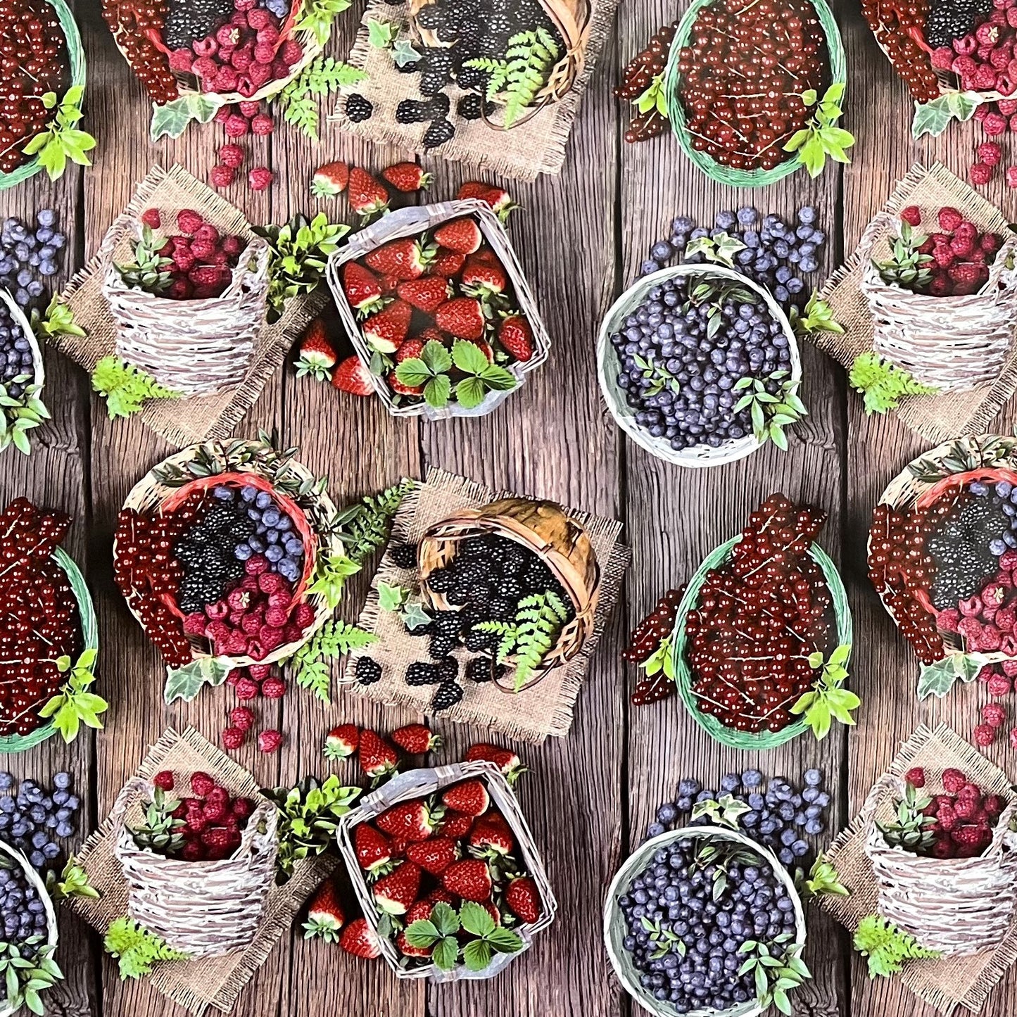 Wachstuchrolle Meterware Rollenware BF10 Früchte Beeren auf Holz