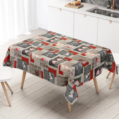 Wachstuch Tischdecke Herzen Holz