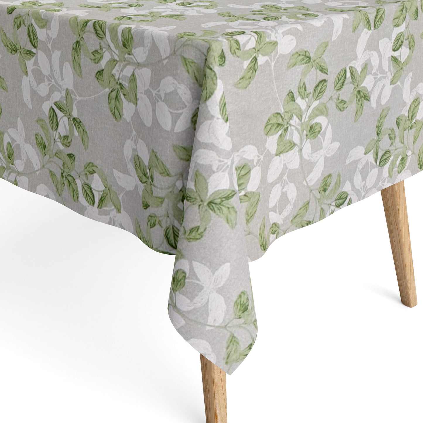 Nappe jacquard en coton enduit antitache BLANCHE Basilic carrée ronde ovale