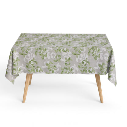 Nappe jacquard en coton enduit antitache BLANCHE Basilic carrée ronde ovale