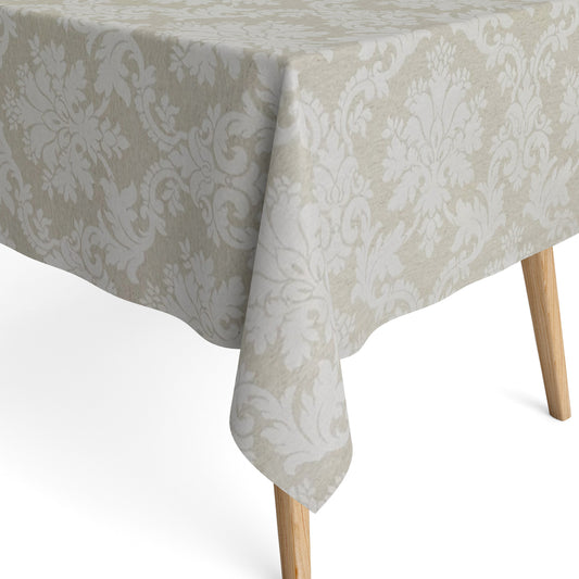 Jacquard Tischdecke aus beschichteter Baumwolle mit Fleckenschutz BURY LINO beige Ornamente eckig rund oval