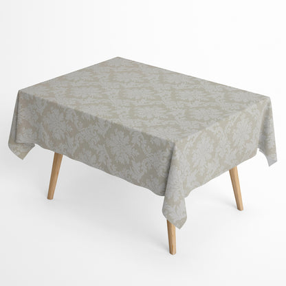 Nappe jacquard en coton enduit antitache BURY LINO beige ornements carré rond ovale 