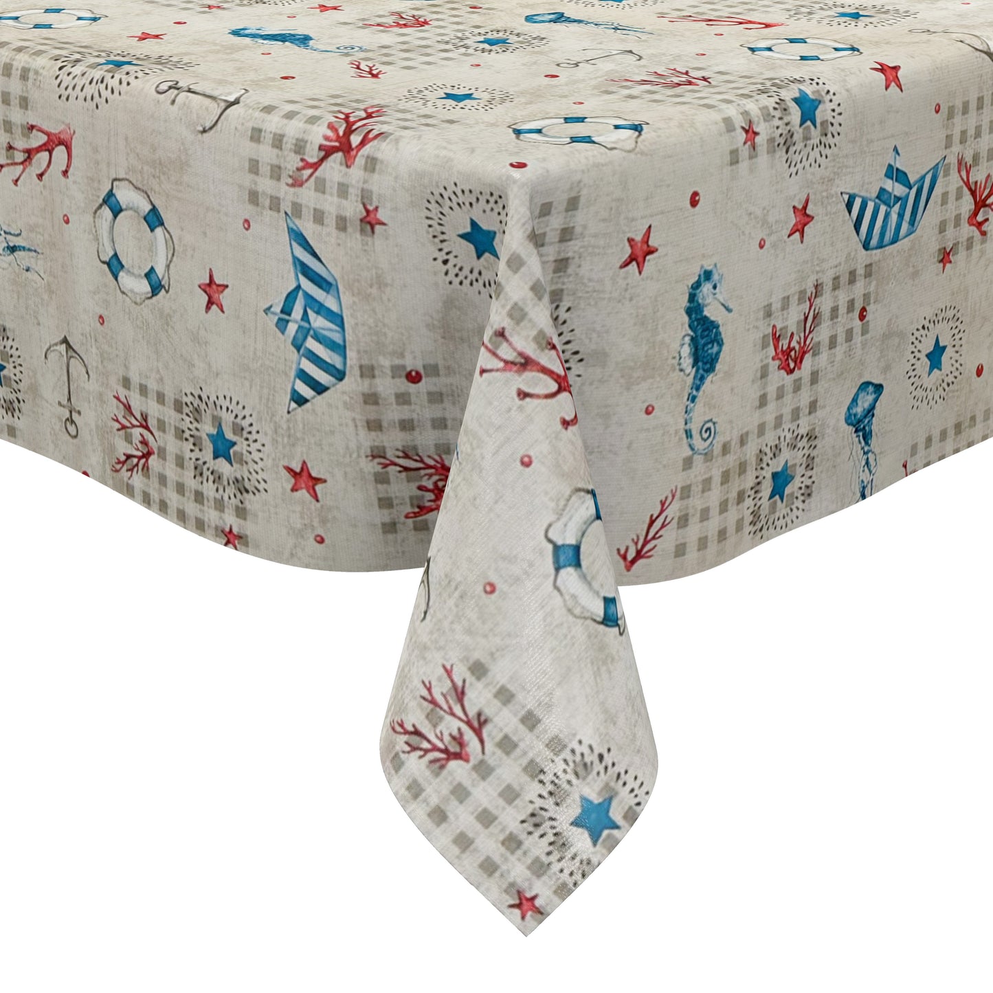 Oilcloth tablecloth 160 cm wide oversize C126-1 maritime fish seahorse square round oval 