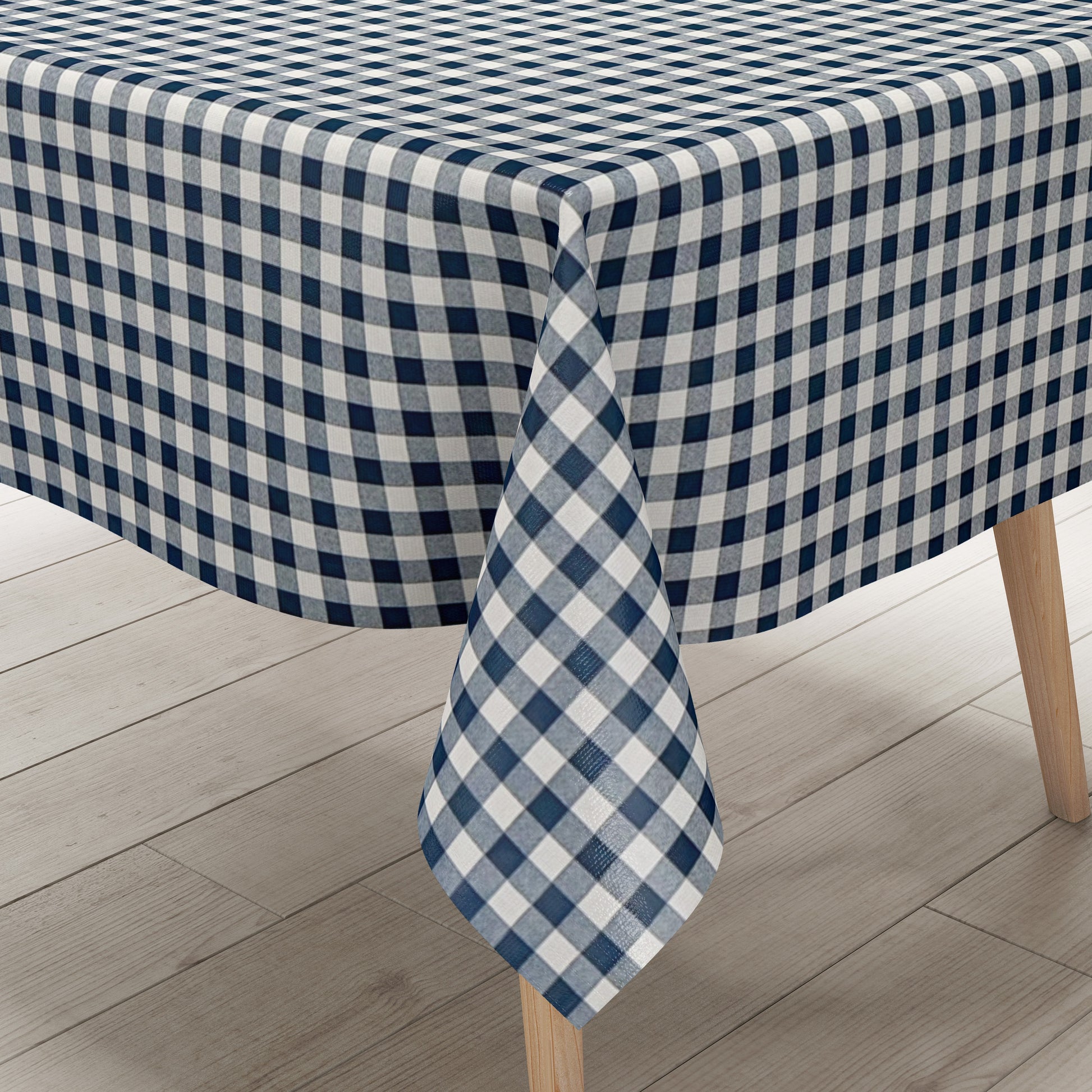 Wachstuch Tischdecke kariert Vichy dunkelblau