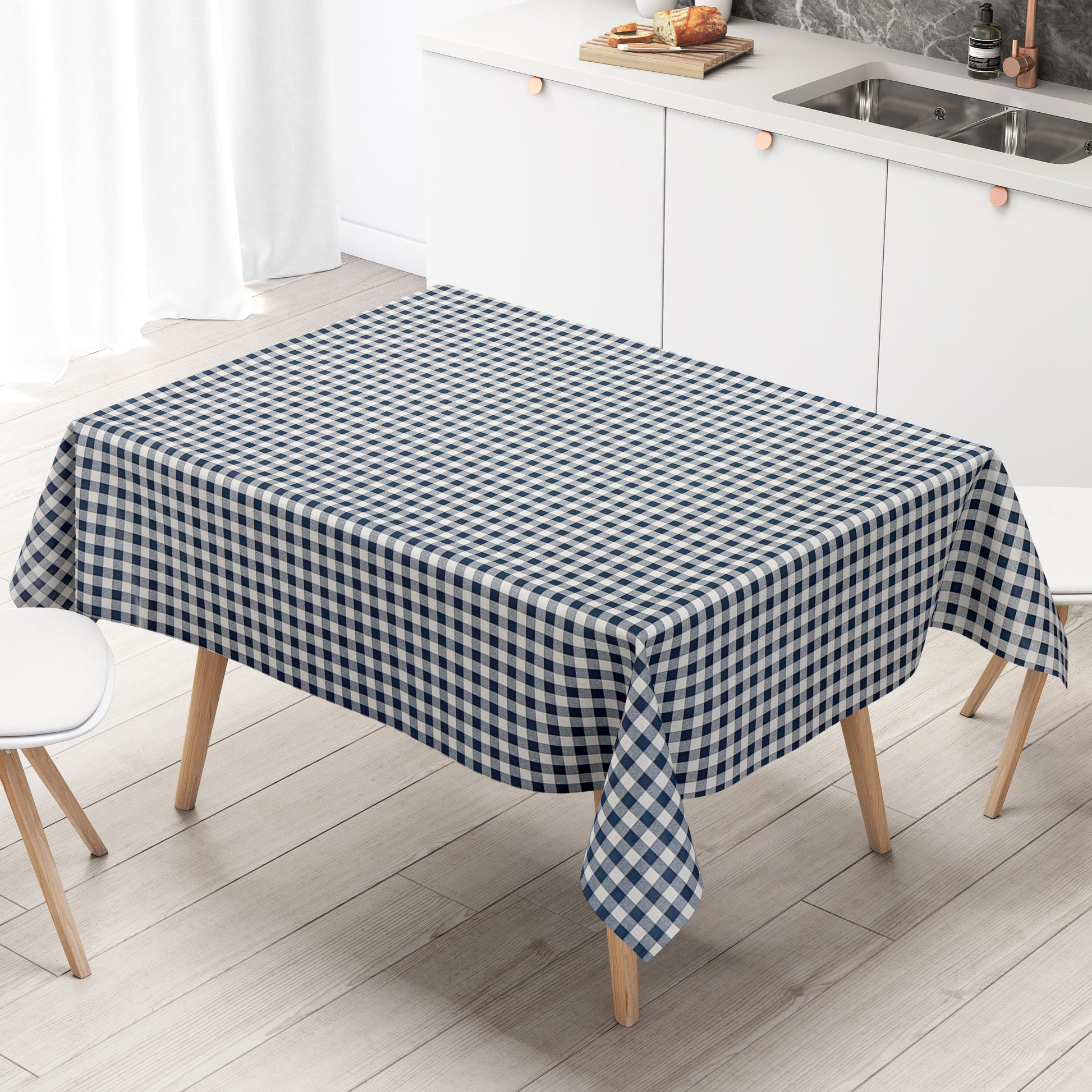 Wachstuch Tischdecke kariert Vichy dunkelblau