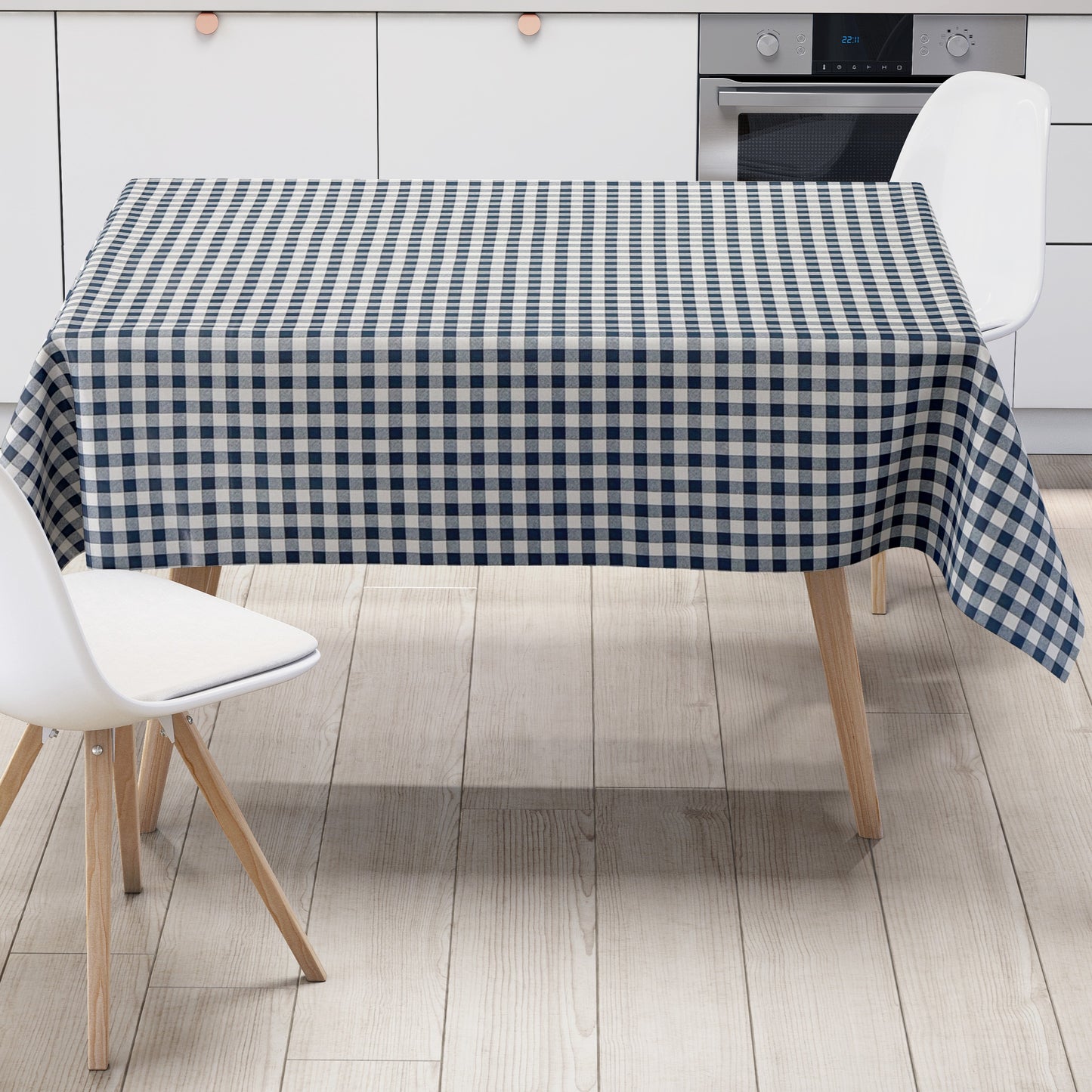 Wachstuch Tischdecke kariert Vichy dunkelblau