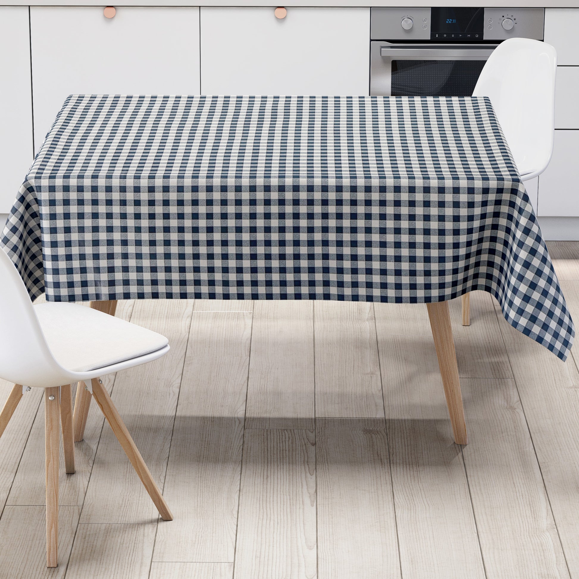 Wachstuch Tischdecke kariert Vichy dunkelblau