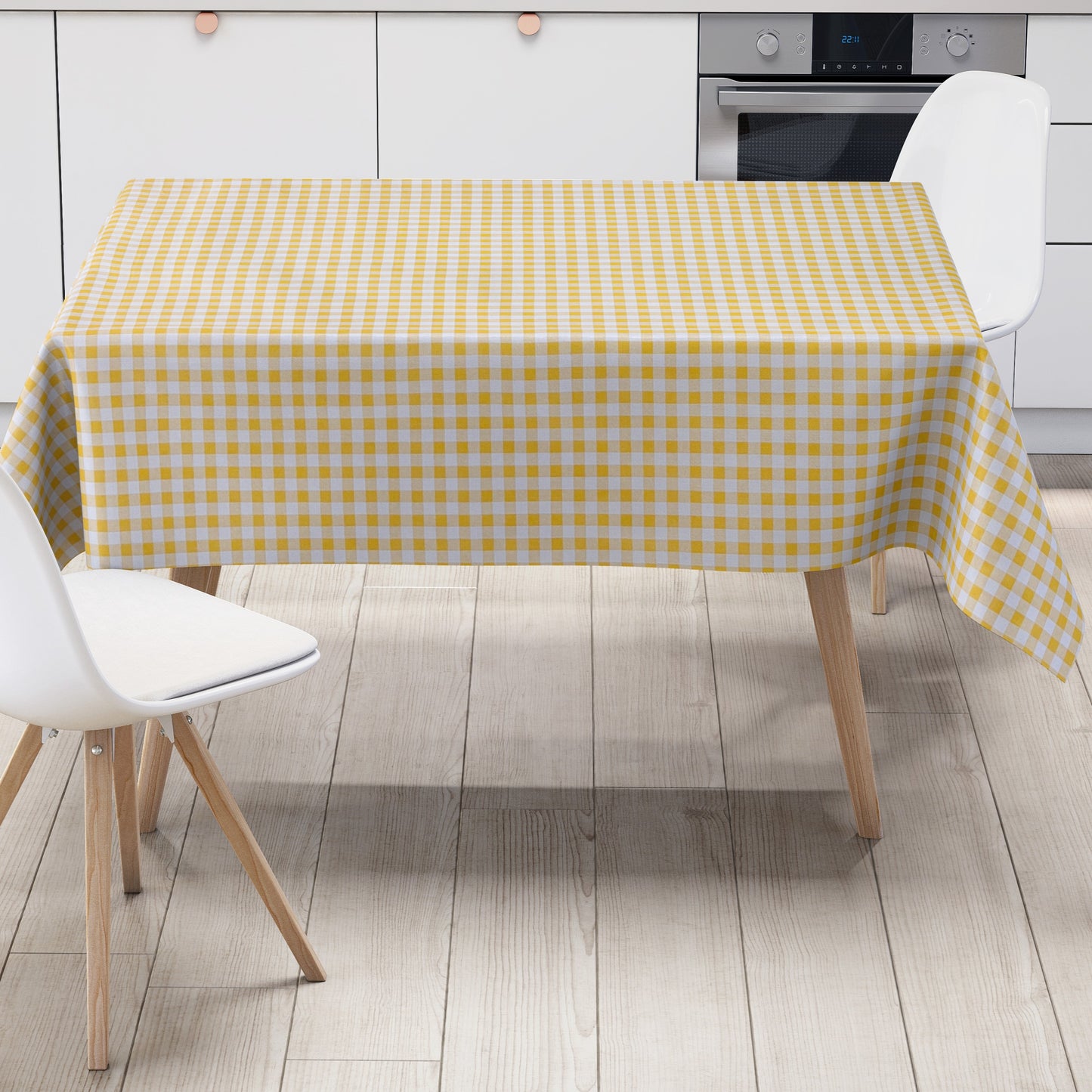 Wachstuch Tischdecke C141014 gelb kariert klein Vichy eckig rund oval