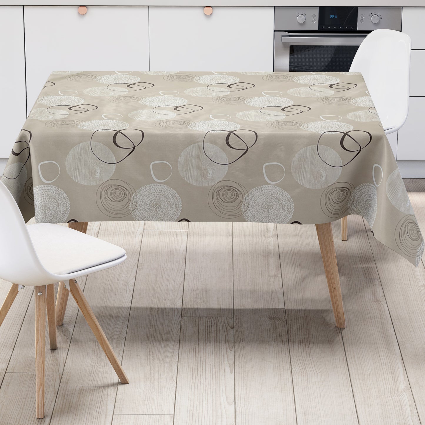 Wachstuch Tischdecke beige Linien