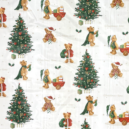 Rouleau de toile cirée Noël C141531 Ours en peluche Rouleau de sapin de Noël