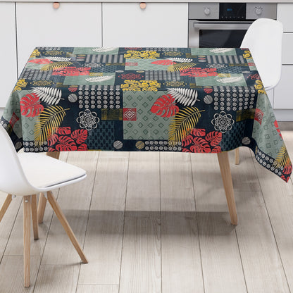 Wachstuch Tischdecke Palmen petrol gold